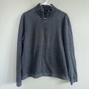 Hugo Boss Dark Gray Cotton 1/4 Zip Sweater Pullover Mens Sz L SEE MEASUREMENTS